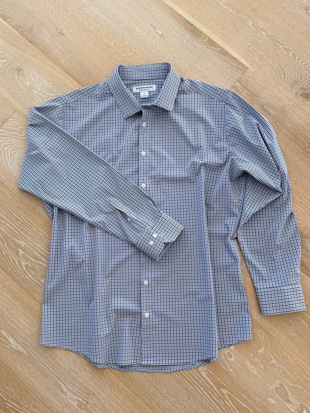 Mizzen+Main Blue and White Micro-Check Dress Shirt
